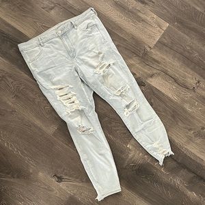 American Eagle Next Level Stretch Light Wash Distressed Denim Jean Jeggings